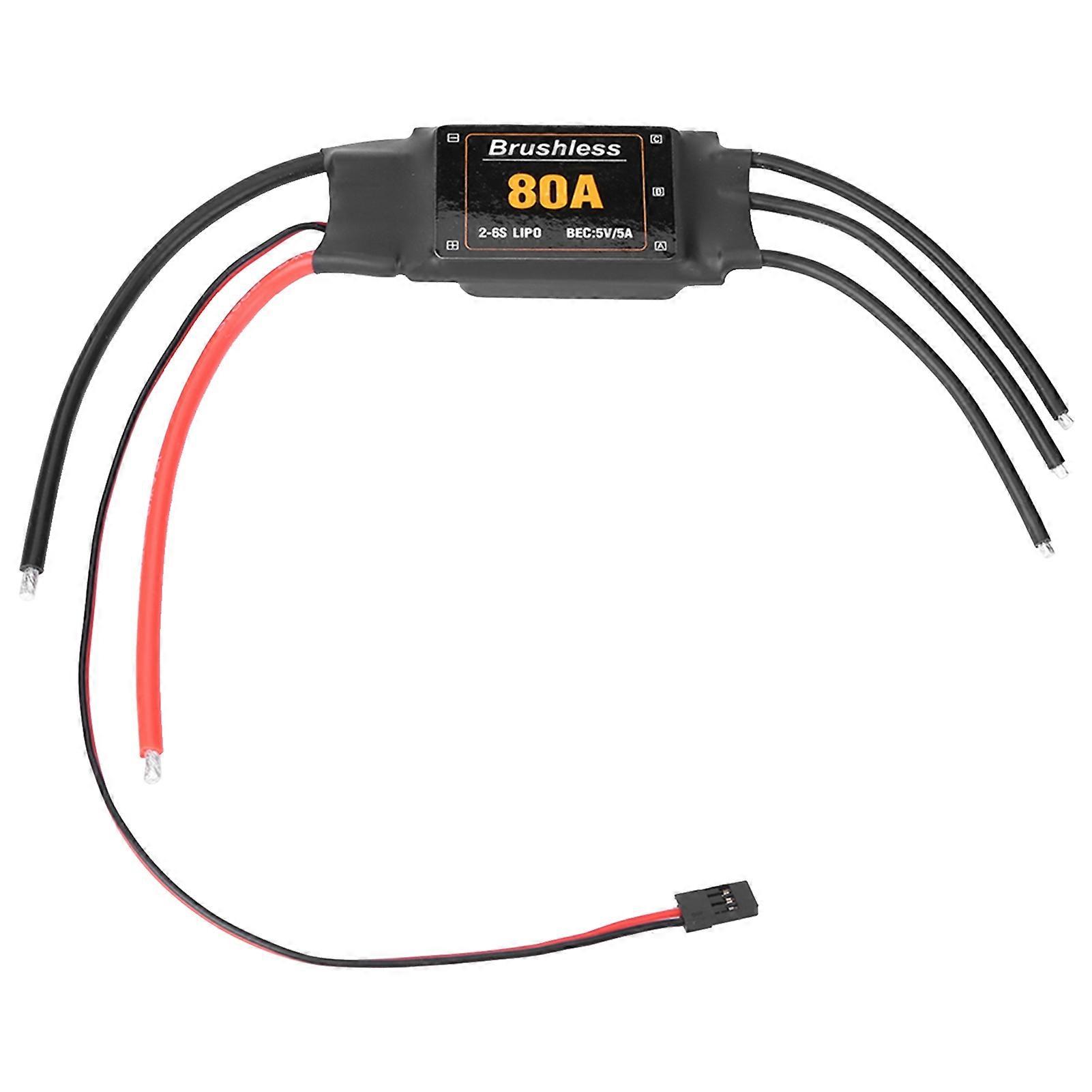 Electronic Speed Controller Waterproof with UBEC Black 2-6S ESC 80A Speed Controller for Car