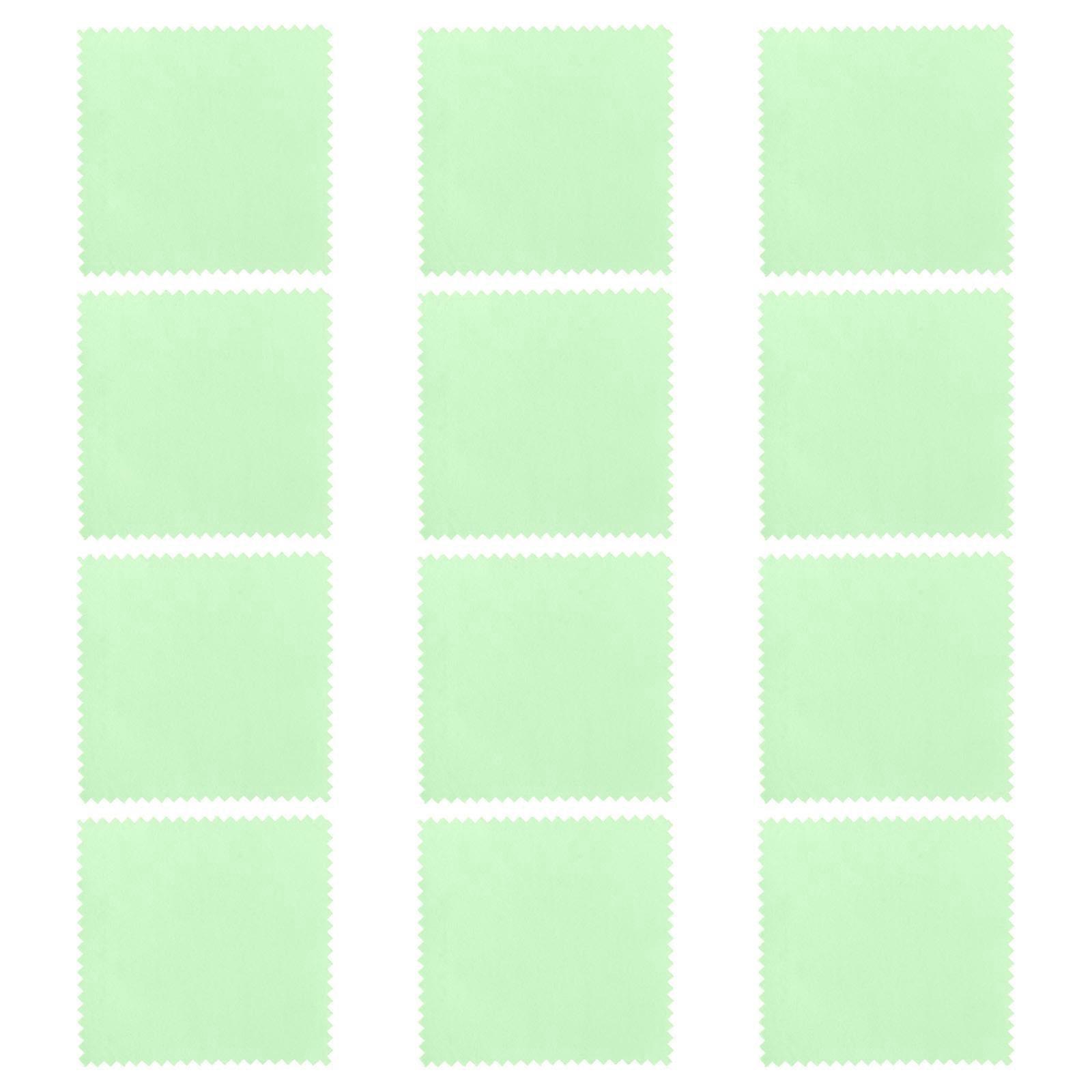 50pcs Bijoux Nettoyage Chiffon Suède Sieste Nettoyage Lingette Chiffon Argent Bijoux Chiffon De Nettoyage (Vert Clair)