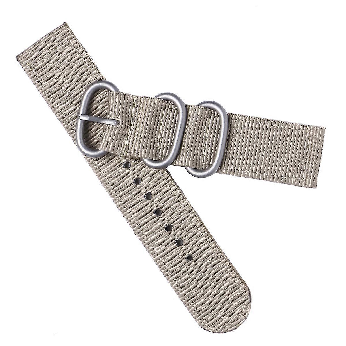 22mm Watch Strap Webbing Durable 2-Joint Nylon Watch Band Wristband for Watch Replacement Khaki