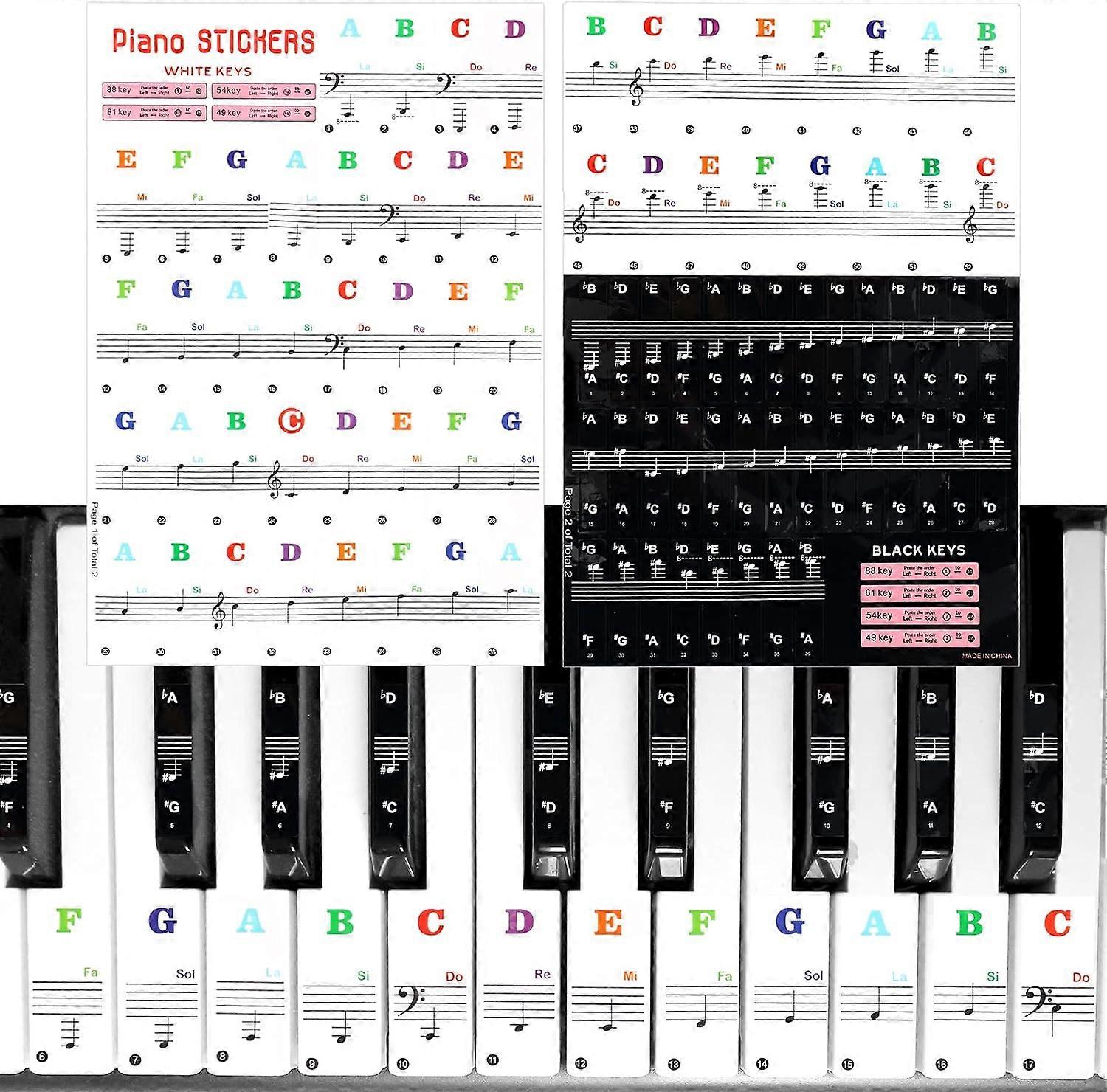Detachable Piano Keyboard Sticker, 49/61/54/88 Key Music Keyboard Sticker For Beginners To Learn Piano,elrosa