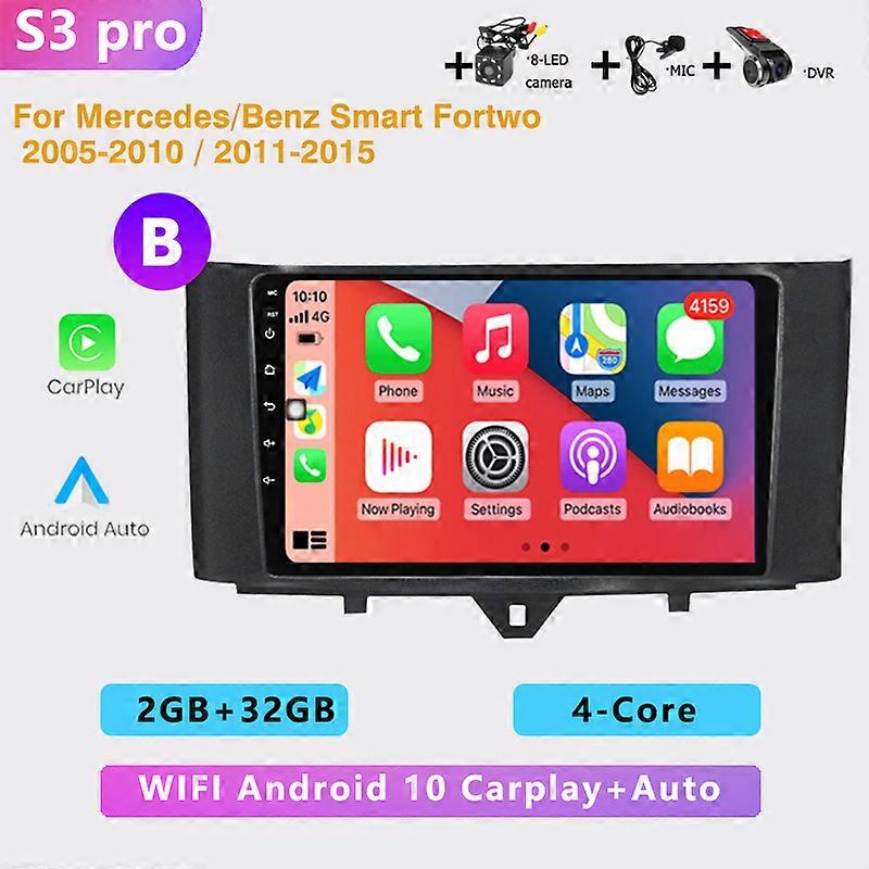 2DIN Auto Android Autoradio Multimedia Player 4G Carplay GPS-Navigation Für Mercedes/Benz Smart Fortwo 2005-2010 2011-2015