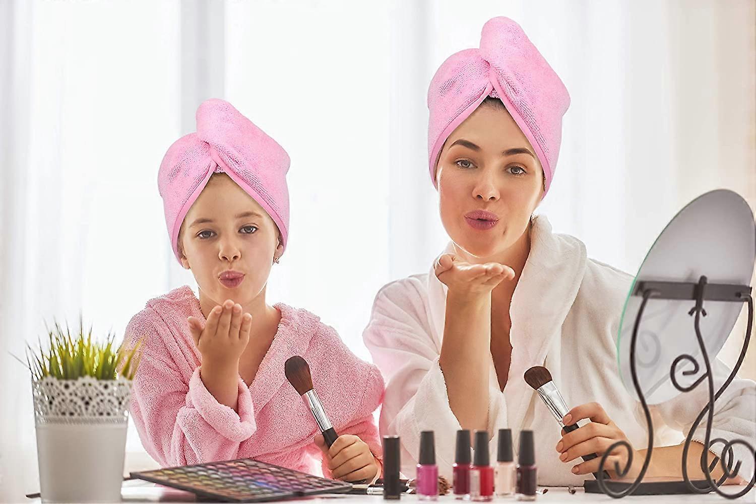 AOOWU 2PCS Grande Serviette Microfibre Cheveux - 100x61cm Turbans Super Absorbants Avec Bande Élastique Pour Cheveux Longs Épais Bouclés