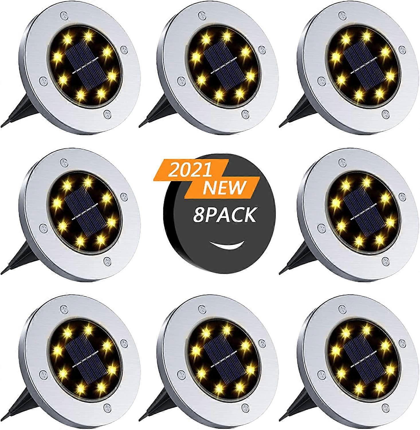 Outdoor Solar Lights, 8 Pack Solar Ground Lights Outdoor Waterproof 8LED Solar Recessed Lights