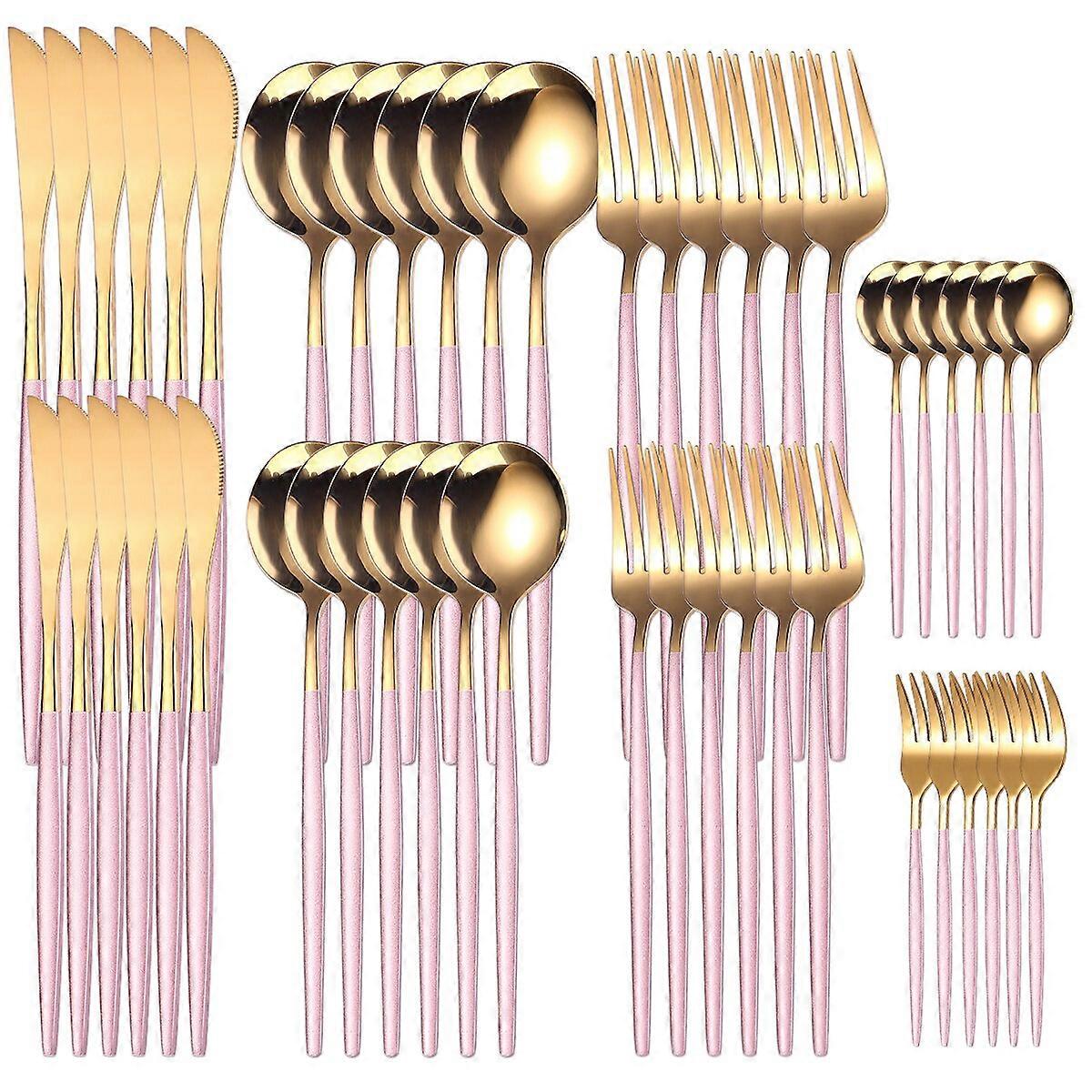 48pcs Set di stoviglie Coltello in acciaio inossidabile Cucchiaio forchetta Cucchiaio da dessert Cucchiaino d'oro Cucchiaino cucchiaino cucchiaino posate Set di stoviglie
