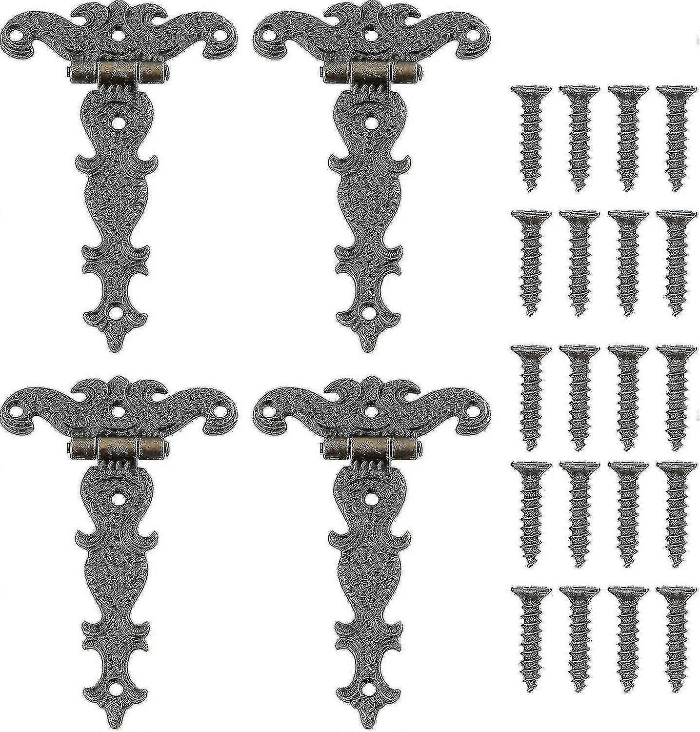 4pcs Retro Hinges With Mounting Screws