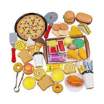 Western Food Toy Set 56 Pcs Colorful Educational Simulation Kitchen Play Food for Kids and Toddlers