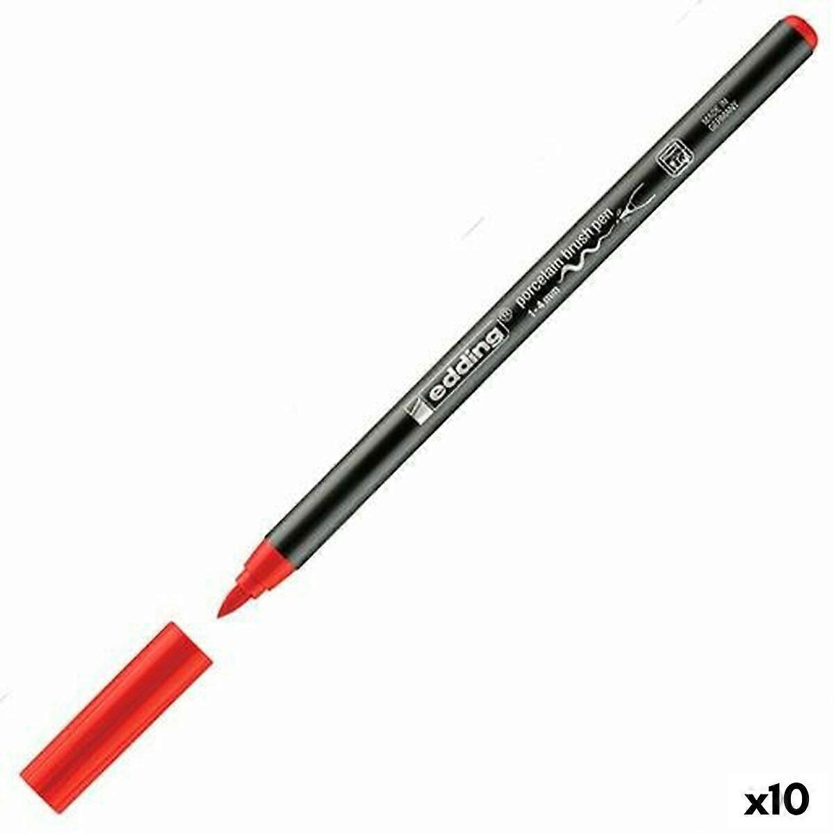 Felt-tip pens Edding 4200 Paintbrush Red (10 Units)