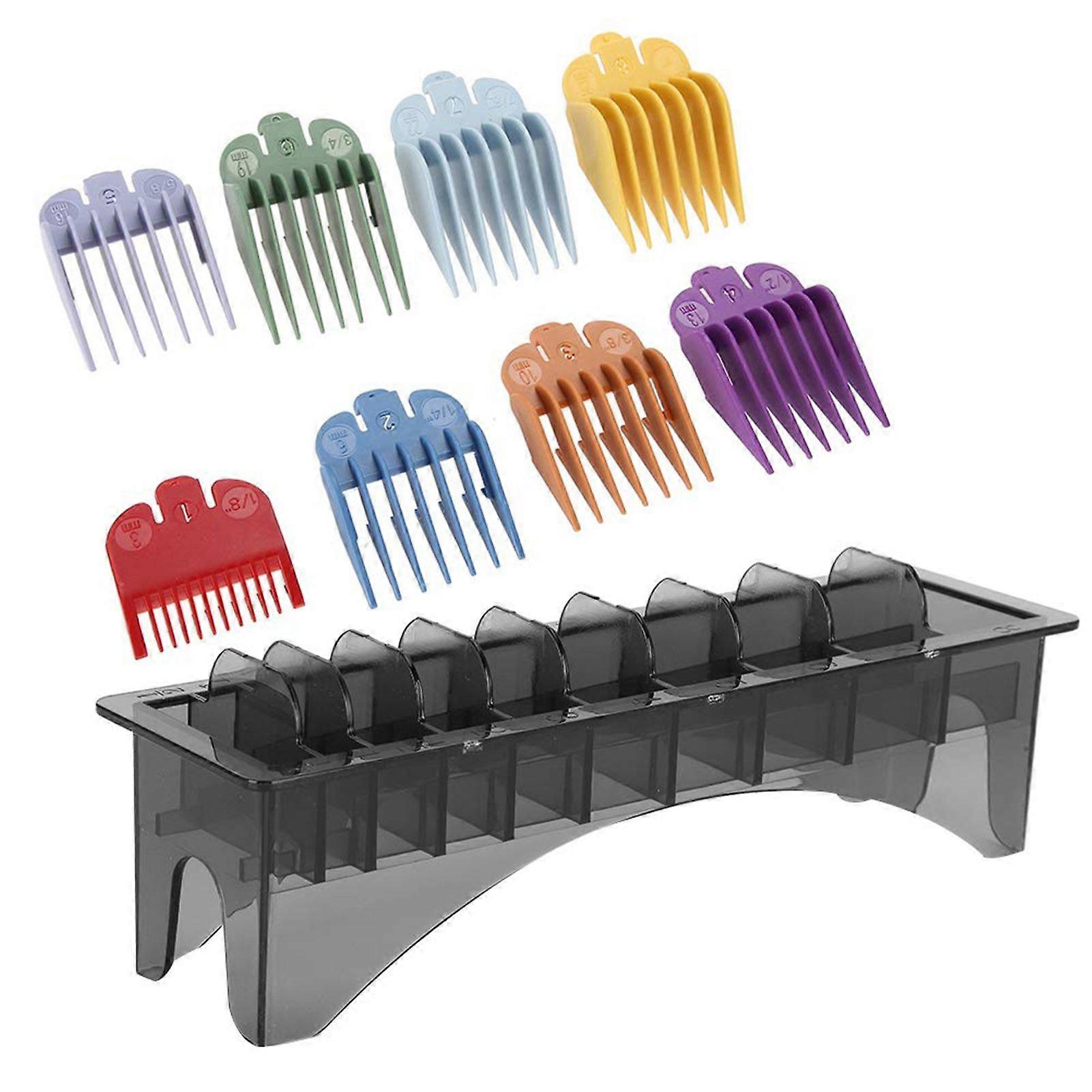 Hair Clipper Guard Storage Box with 10 Compartments Waterproof Transparent Rectangular Plastic Guide Comb Storage Box