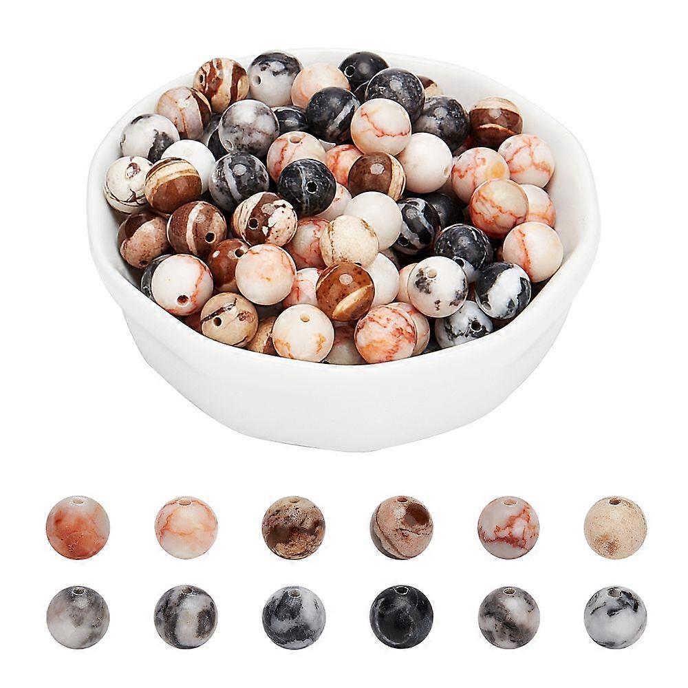120Pcs 4 Sizes Natural Red Netstone & Zebra Jasper Bead & Pink Zebra Jasper Bead Round 30pcs/style