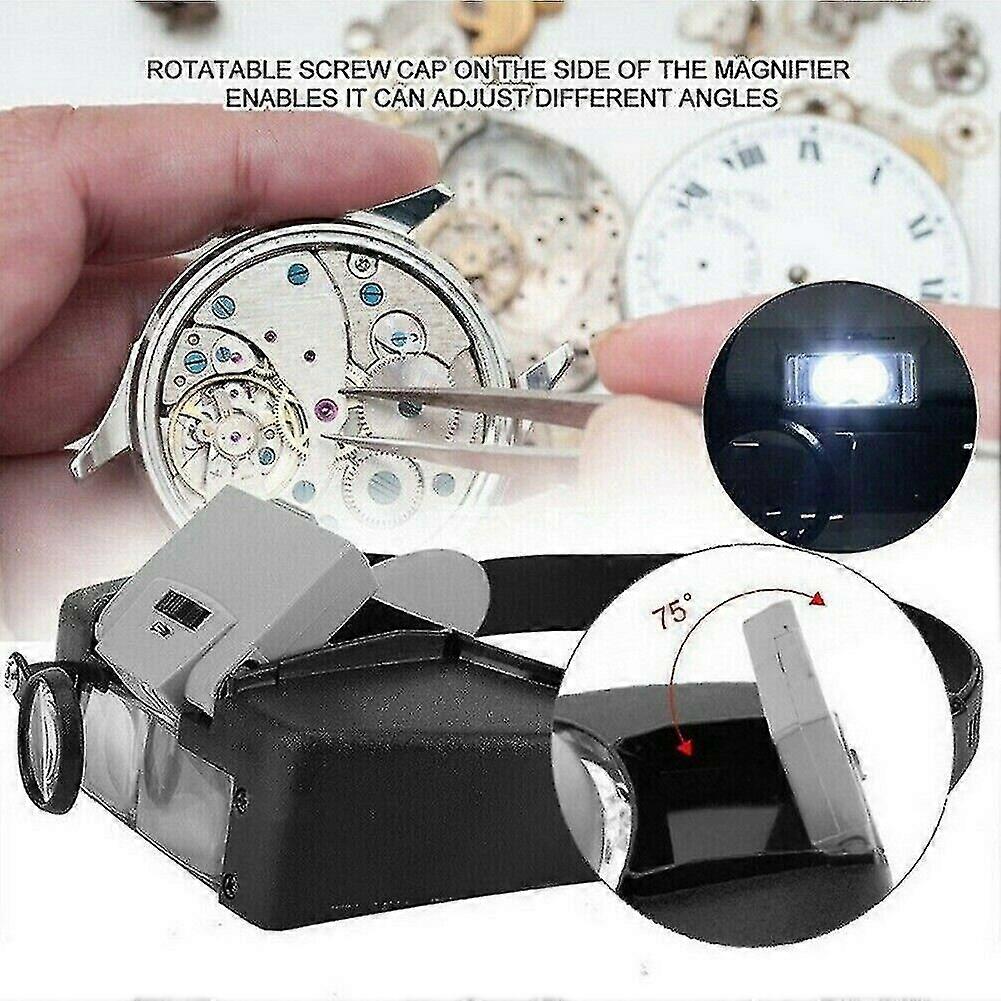 Auto Retractable Head Led Headband Magnifier Illuminated Visor Glasses Loupe(1pcs,grey)