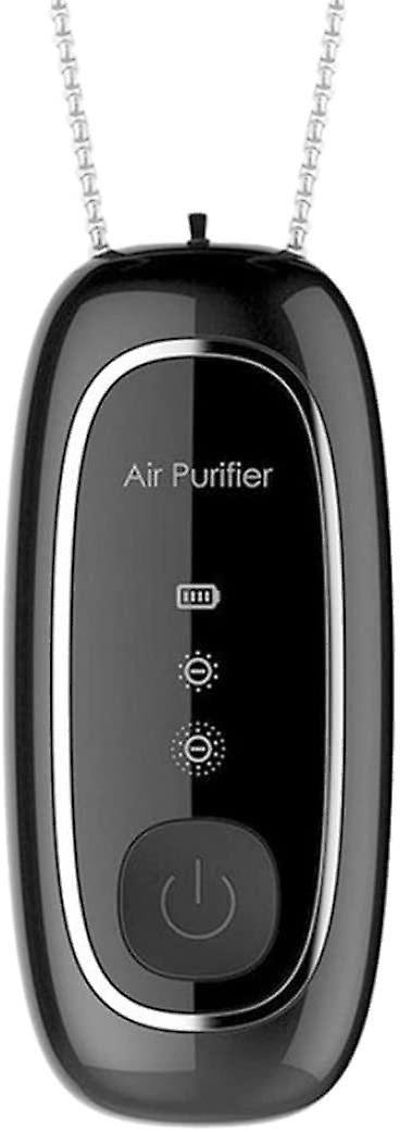 Portable Air Purifier Necklace USB Negative Ionized with Pendant Black Power Supply