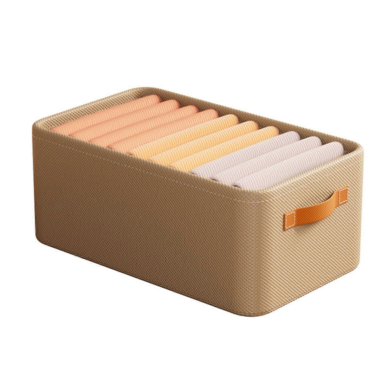 Clothing Storage Box Foldable Large Capacity Non Woven Drawer Khaki