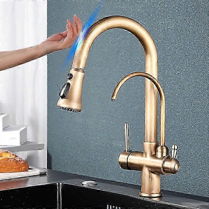 Robinet de cuisine à eau pure Smart Sensor avec deux poignées