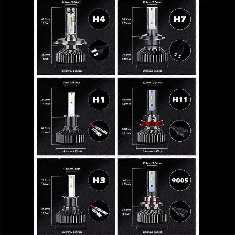 2Pcs Car LED Decoding Headlight H4 CSP Chip H7 H8 9012 H11 9005 HB3 9006 HB4 H1 HIR2 Error free fog light 20000LM 50W