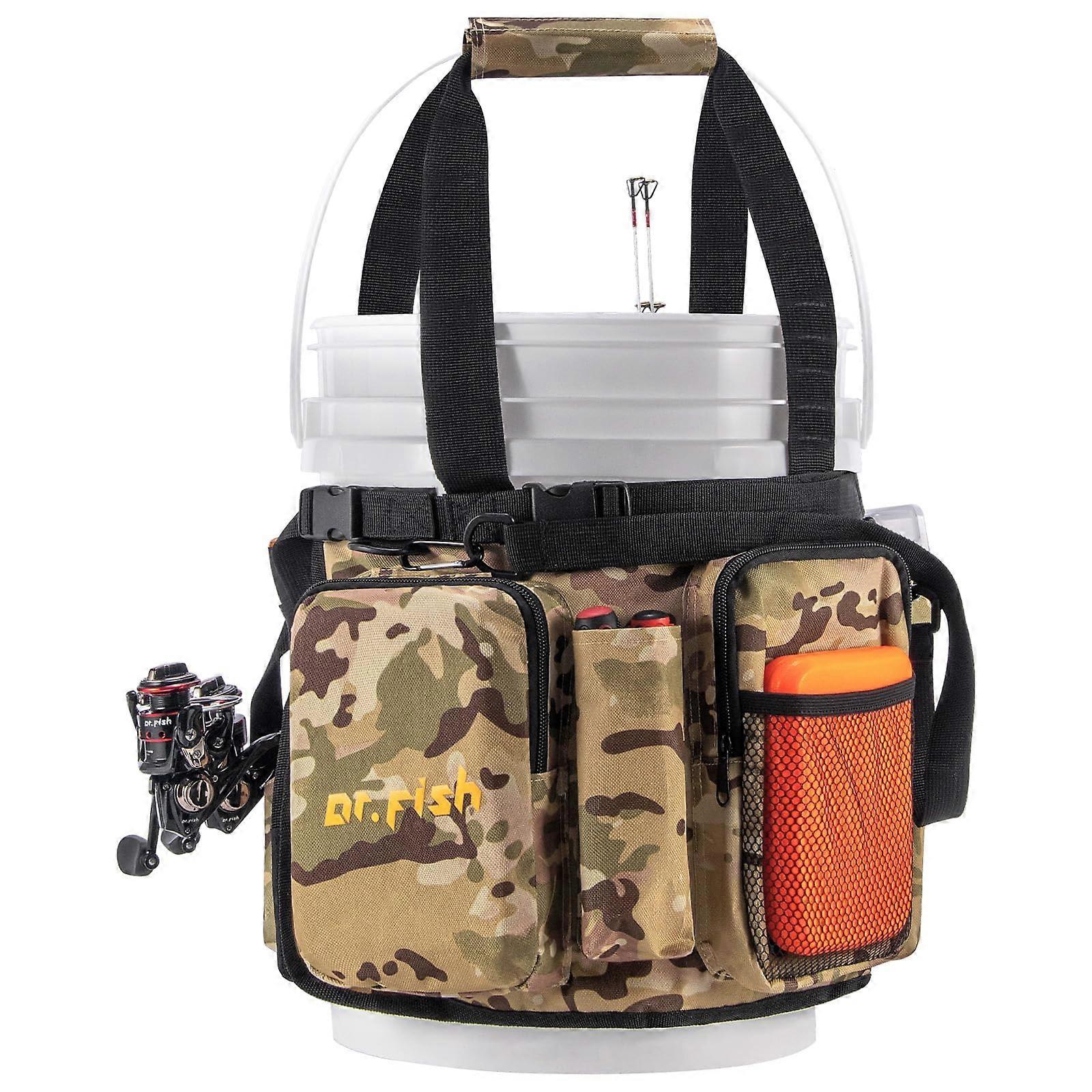 5 Gallon Bucket Tool Storage Bag for Ice Fishing Adjustable Gear,