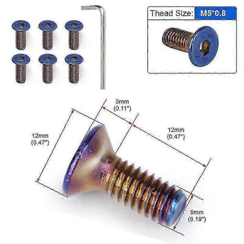 6 件/套烧钛蓝赛车运动方向盘螺栓螺钉 15mm/19mm 螺丝螺栓锥形适用于大多数方向盘车辆方向盘