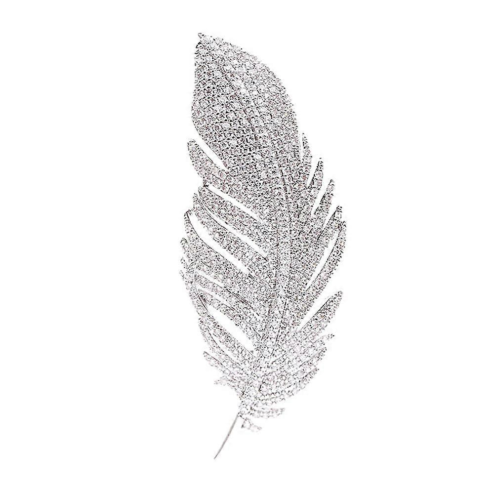 Rhinestone Feather Crystal Delicate Leaf Brooch for Dress Accessories Jewelry Corsages