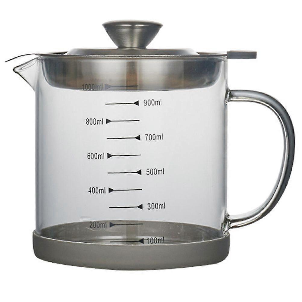 Grease Container Bacon Grease Strainer with Scale Oil Pot Fine Mesh Filtered Oil Container 1000ml