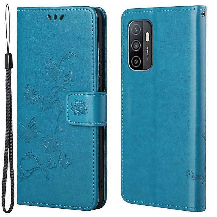 Practical Wallet Function Phone Case Imprinted Butterflies Flower Anti-fall PU Leather Protective Phone Stand Shell Compatible For