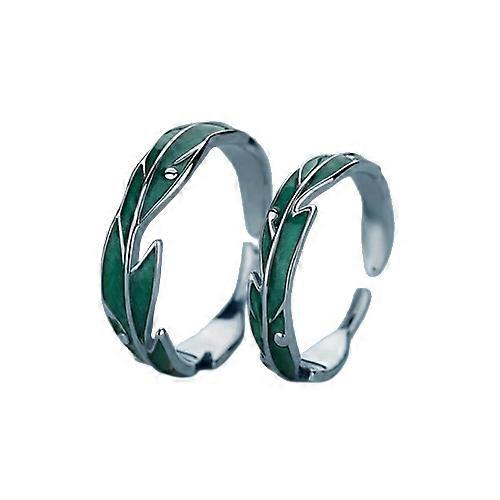 Dulce simplu neregulate frunze verzi inel de cuplu pentru femei Lover Silver Color Open Inele redimensionabile romantice bijuterii de nunta