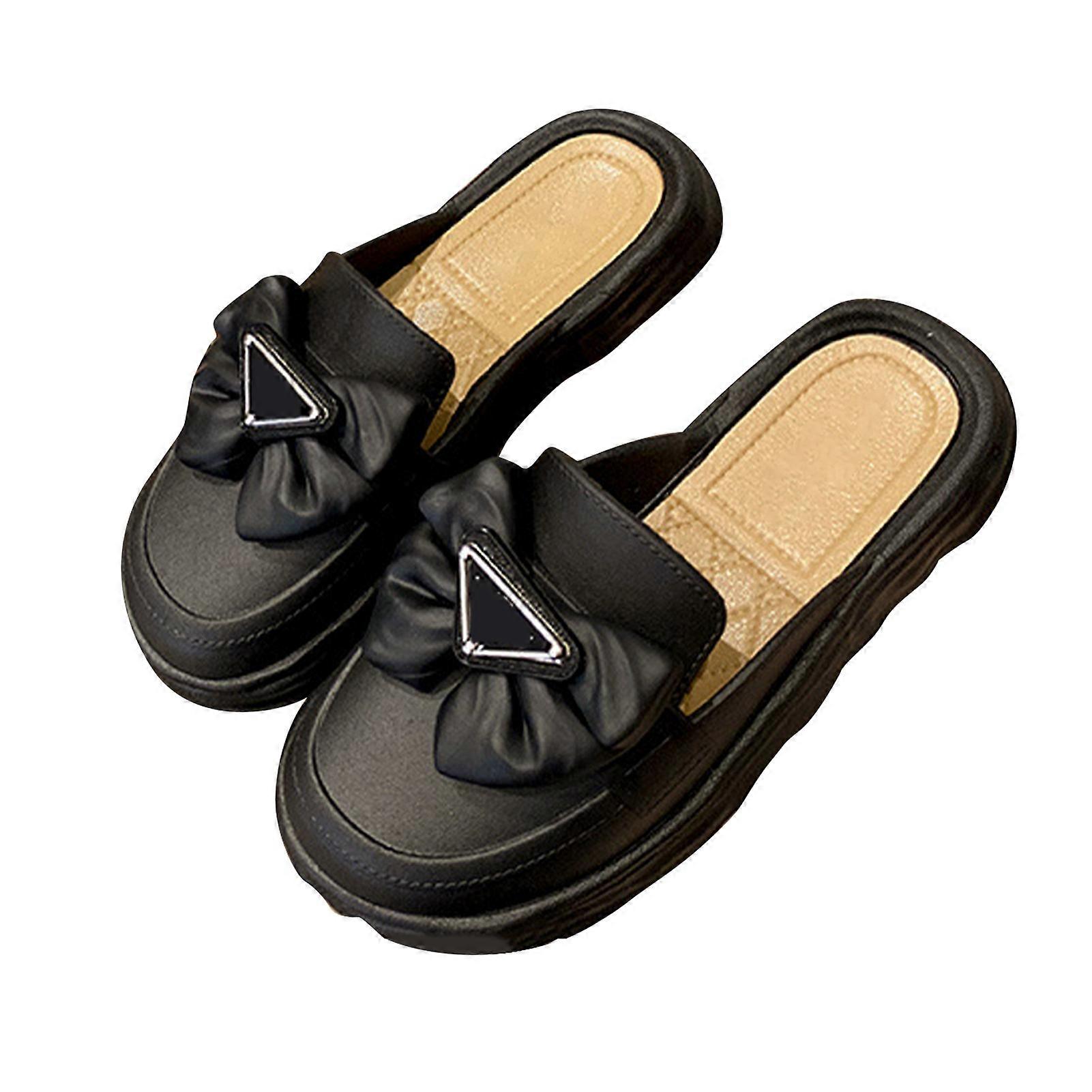 Kvinder Mules Lukket tå Tykke sålede sandaler Stilfulde Bowknot Style Sommer udendørs sandaler