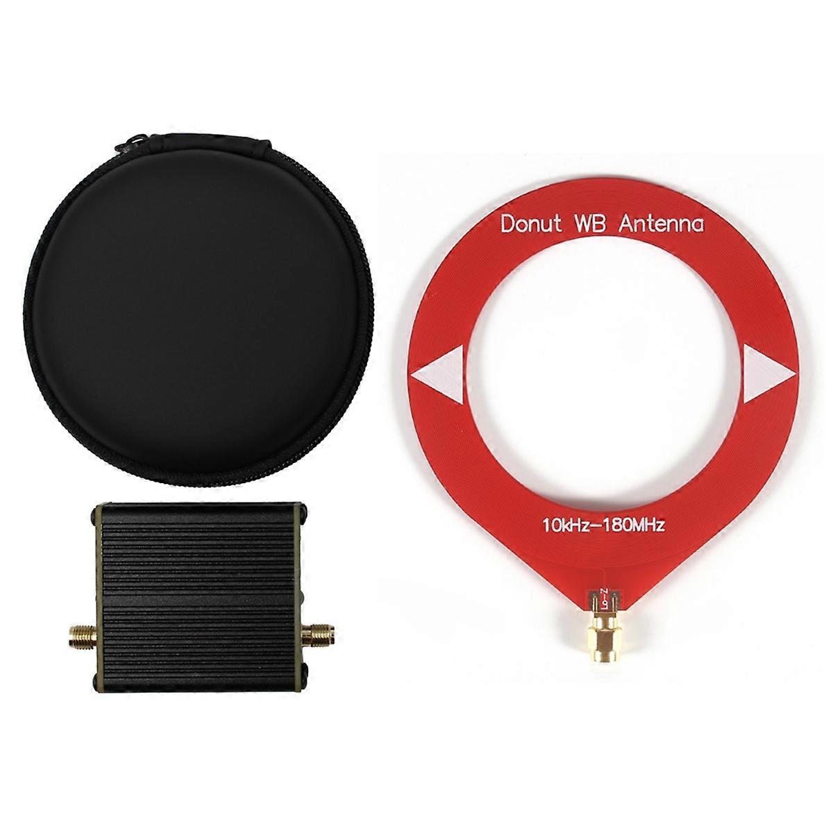 Donut Loop Antenna Broadband Antenna 10kHz-180MHz with Low Impedance Converter for Radio  e SDR Red