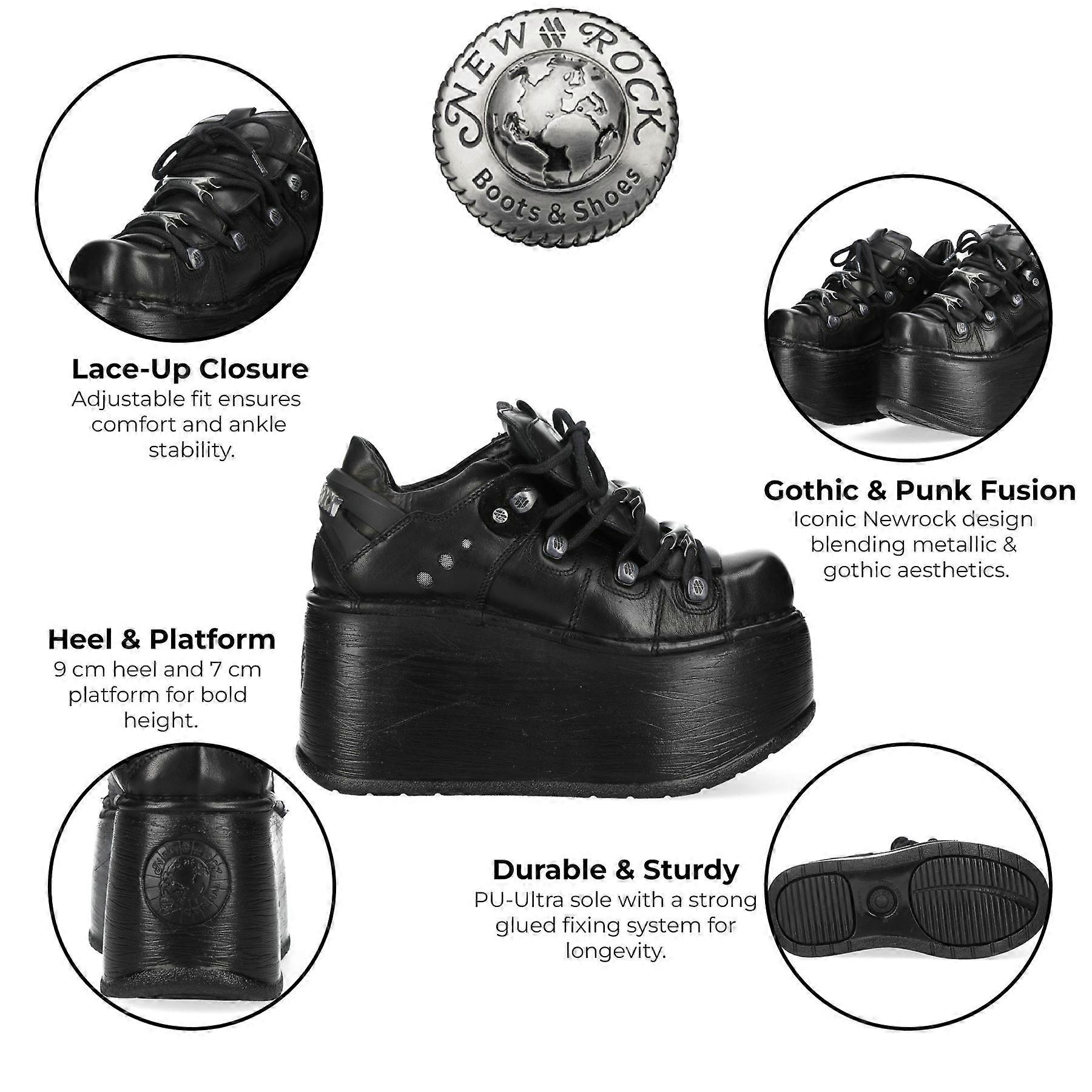New Rock M-120N-C96 Black Chunky Platform Metallic Punk Rock