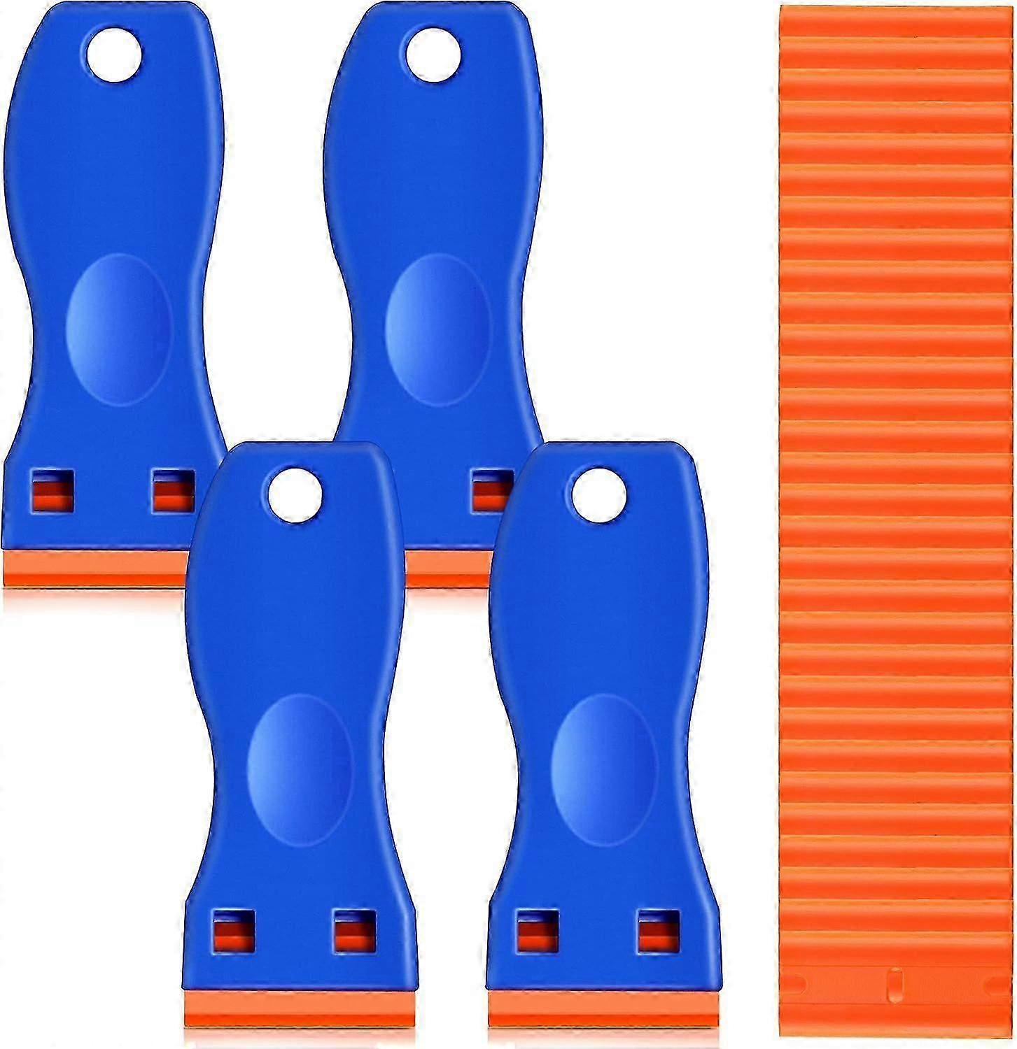 Plastic Scraper Blades, 4 Pieces Scraper Tools With 100 Pieces Plastic Blades,
