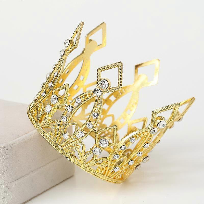 Barokowy taniec Korona Tort urodzinowy Dekoracja Stop dla dzieci Okrągłe Złoto Srebro Mała Korona Nakrycie Głowy