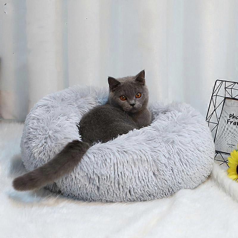 Super Soft Long Plush Warm Pet Mat Cute Lightweight Kennel Cat Sleeping Basket Bed Round Fluffy Comfortable Touch Pet Products