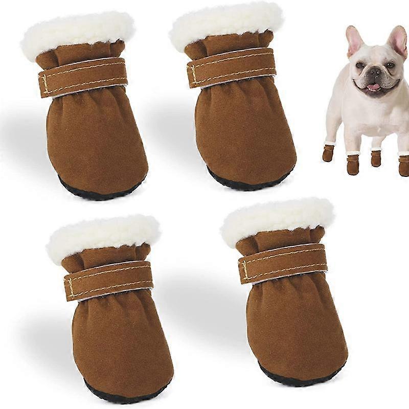 4 Pcs Winter Pet Warm Shoes Candy Color Plush Thickened Wear-resistant Non-slip Snow Booties For