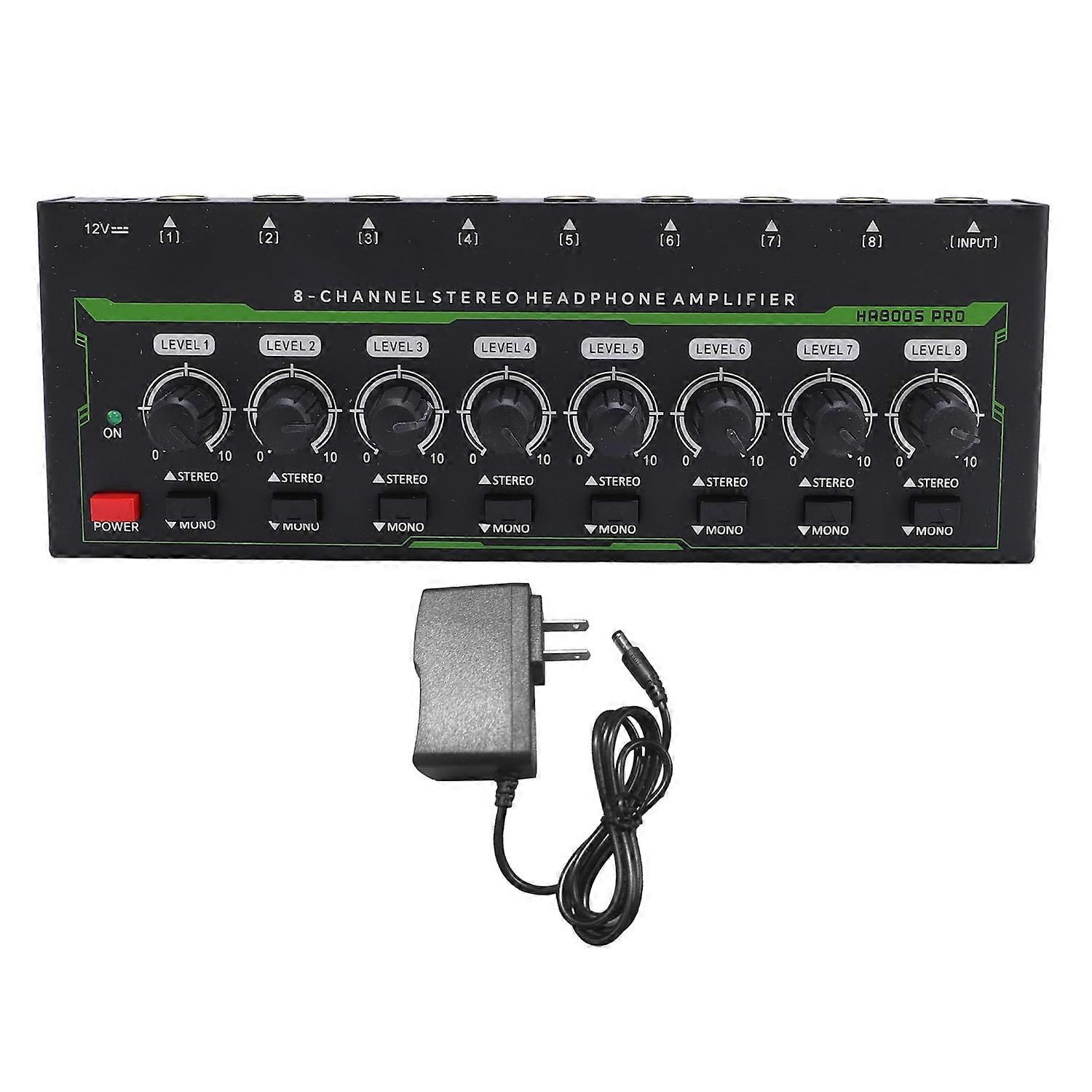 8 Channel Stereo Headphone Amplifier 6.35MM Interface Independent Volume Control Headphone Amp with