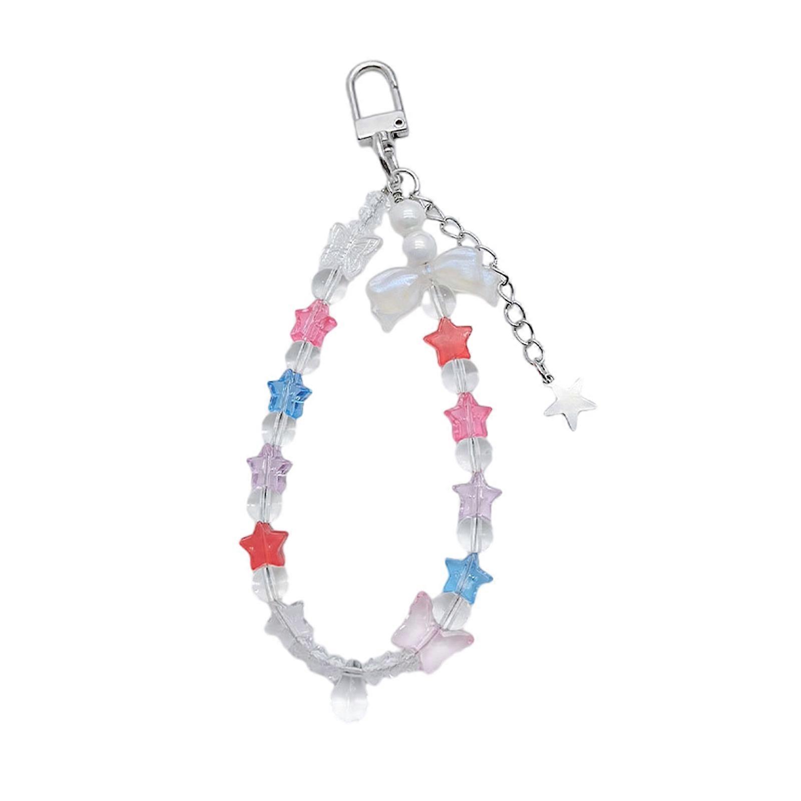 Phone Charm Strap Keychain Cute Keychain Lanyard String Star Charm Bowknot Phone Chain Lanyard Y2K Bat Pendant Keychain