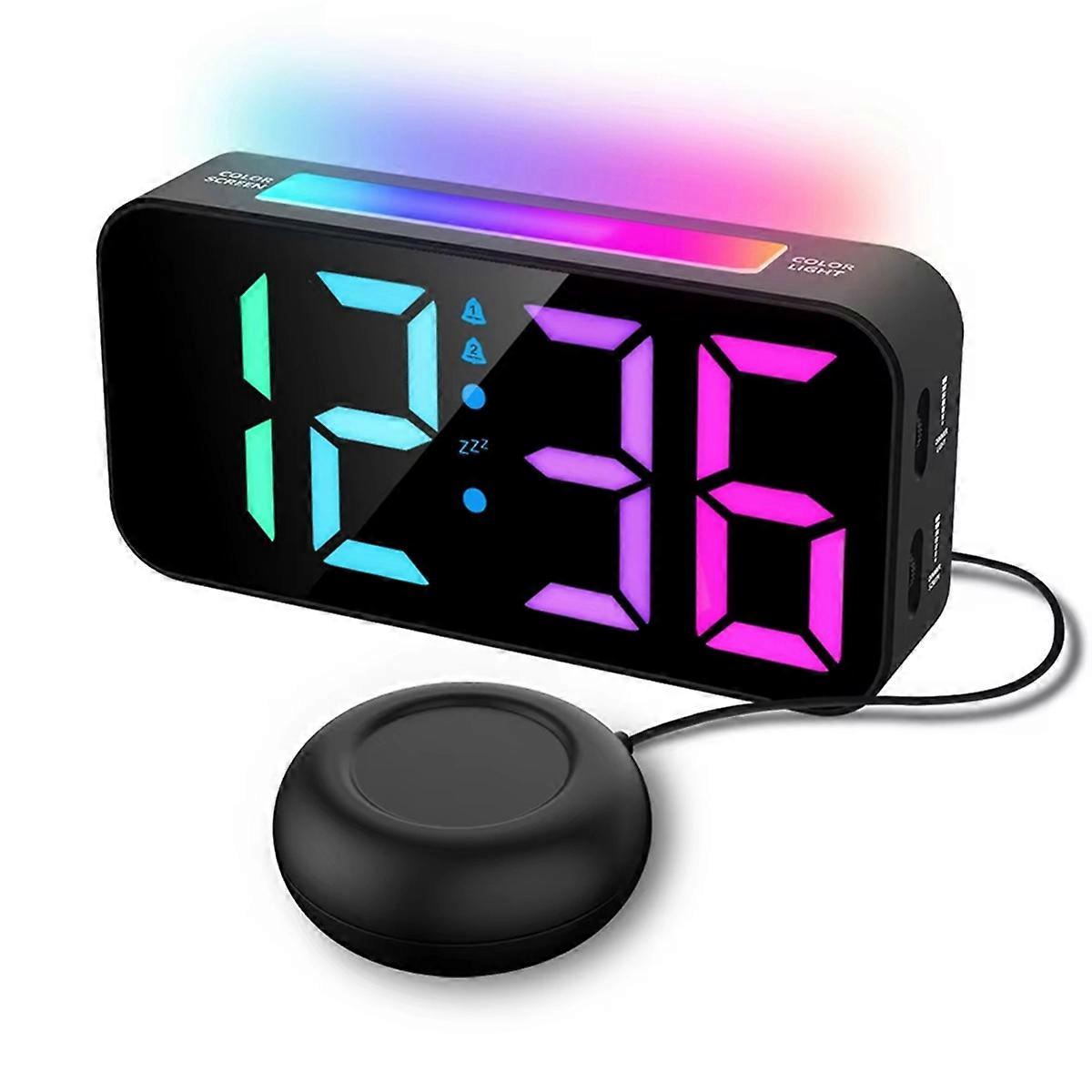 NEW Powerful VibrationS RGB Digital Alarm Clock with Mood Light
