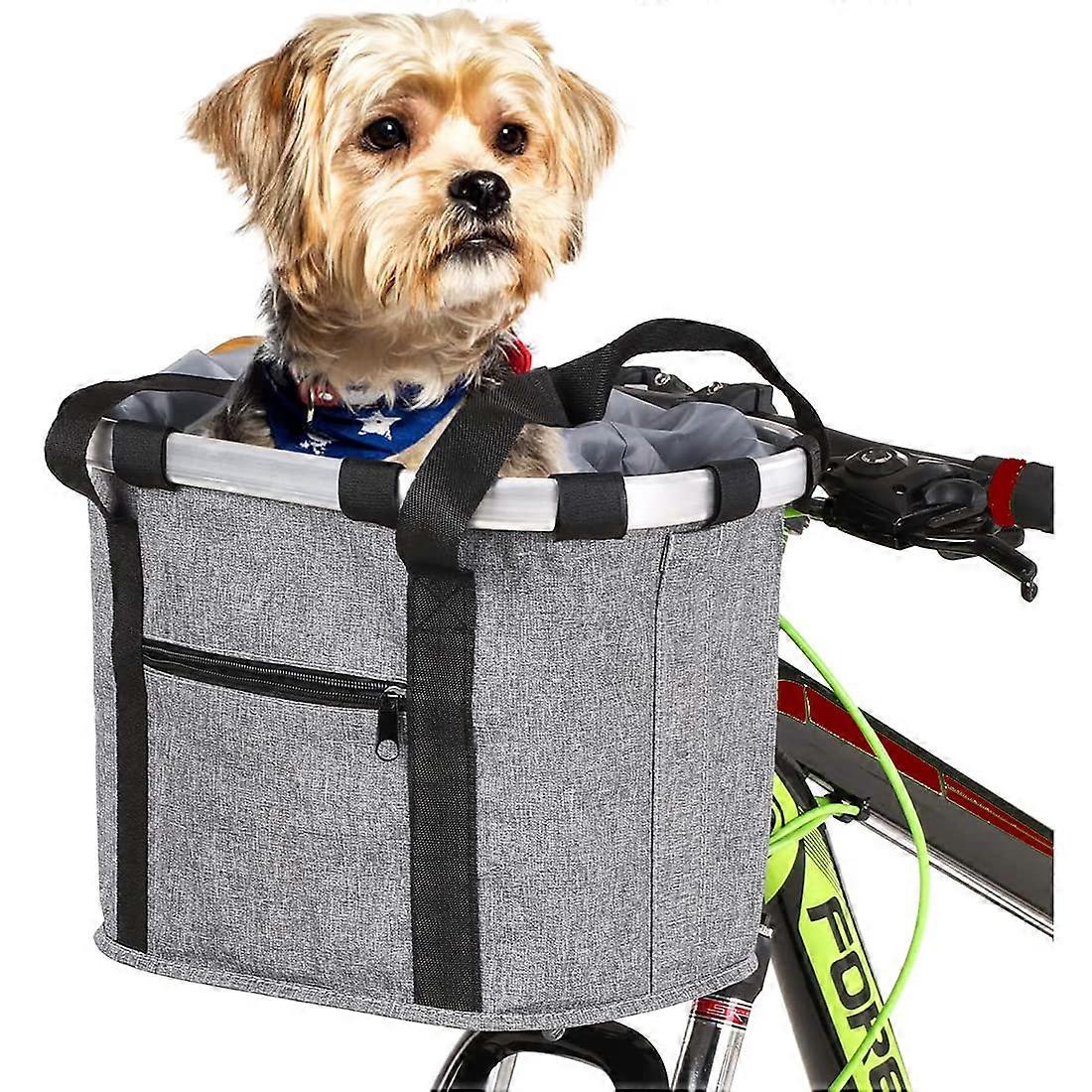 Bicycle Basket, Zippered Pocket Dog Bicycle Basket | Bicycle accessories with removable front dog carrier