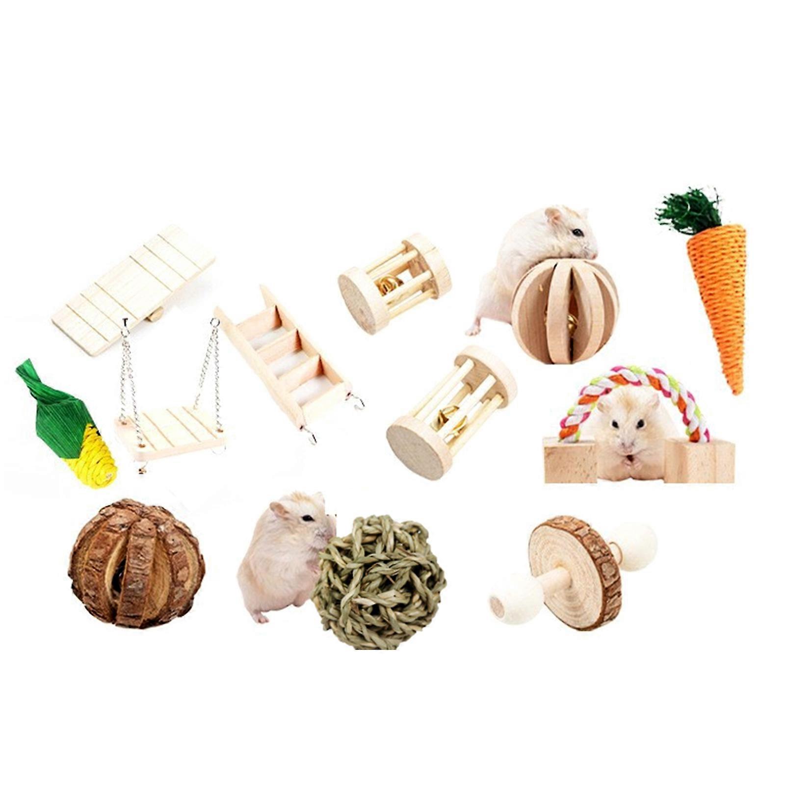 Hamster en bois Jouets et accessoires Échelle d’escalade Balançoire Gâteries d’herbe pour tamia Ours doré Écureuil à mâcher et pour jouer