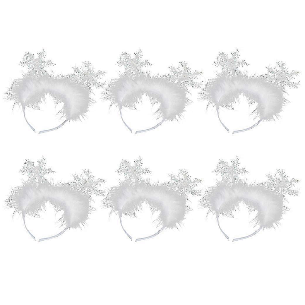6 Pcs Christmas Ornaments Christmas Headdress Snowflake Headband Christmas Party Supplies for Child