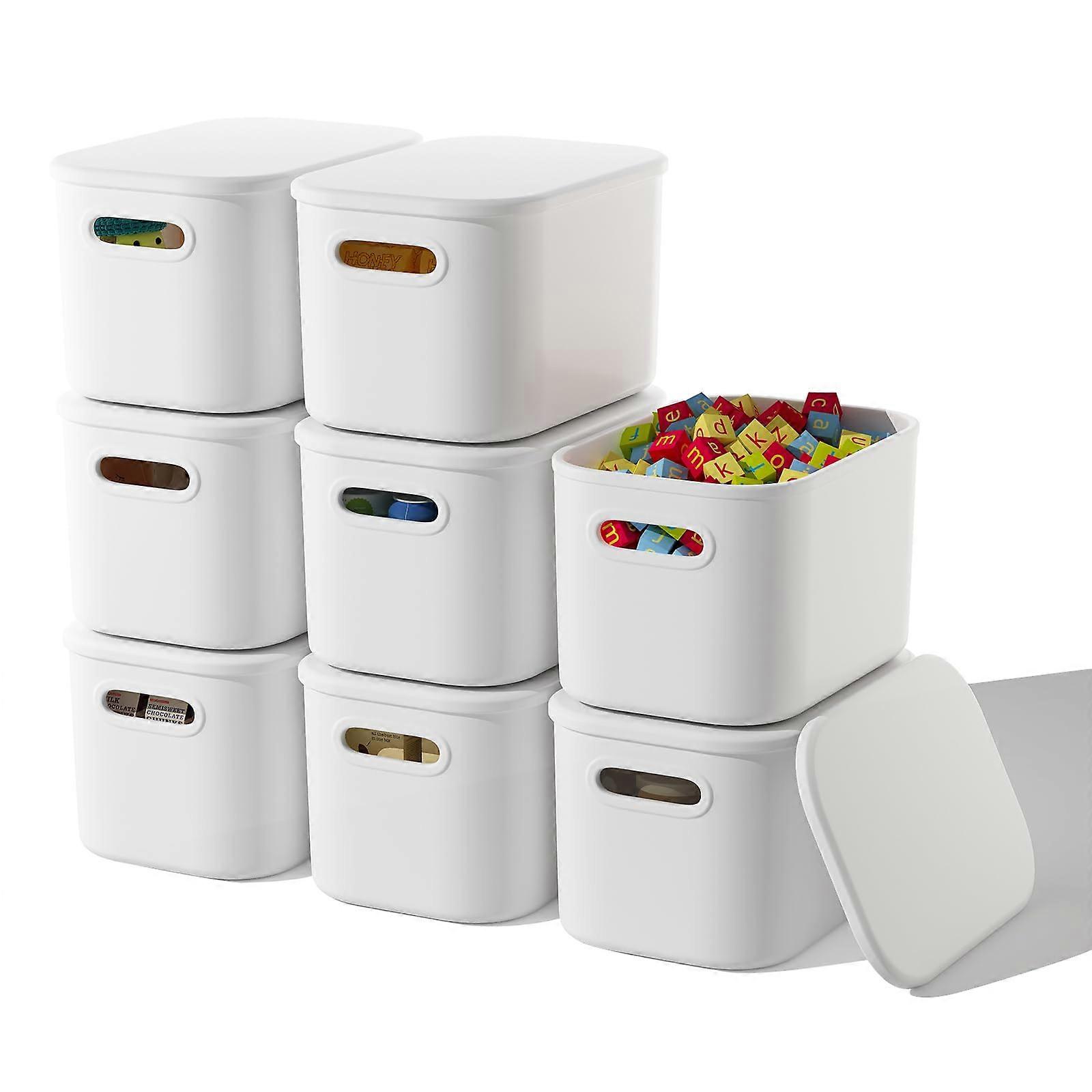 8 Pack White Storage B for Organizing and Storage 9.85x6.9x5.7 Inch