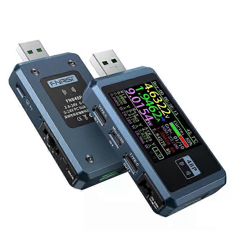 USB Mobile Phone Charger Detector-FNIRSI FNB48P,Bluetooth Blue