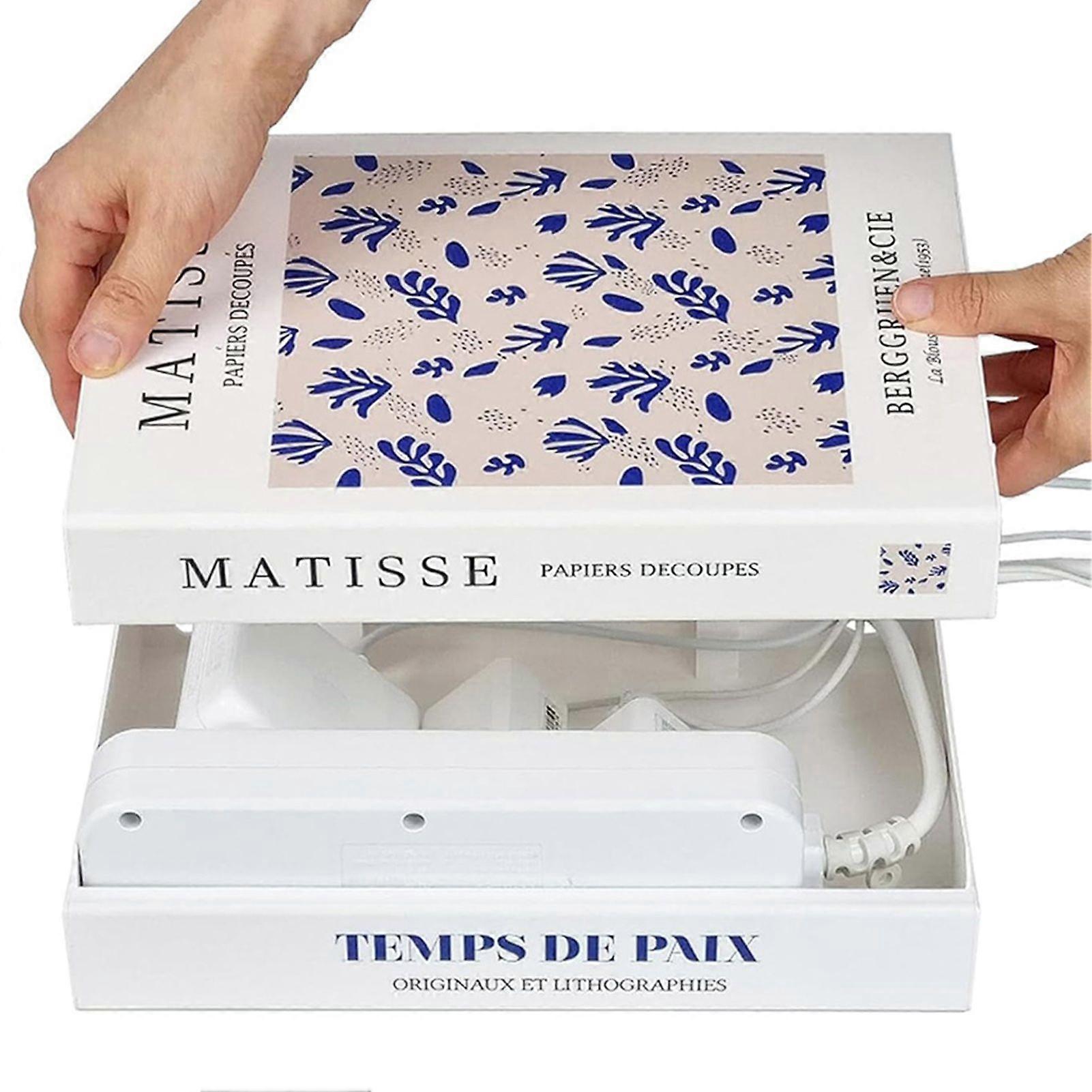 Book Shaped Cord Organiser to Conceal Power Strip Cable Management Box for Desk Multipurpose Power Strip Box