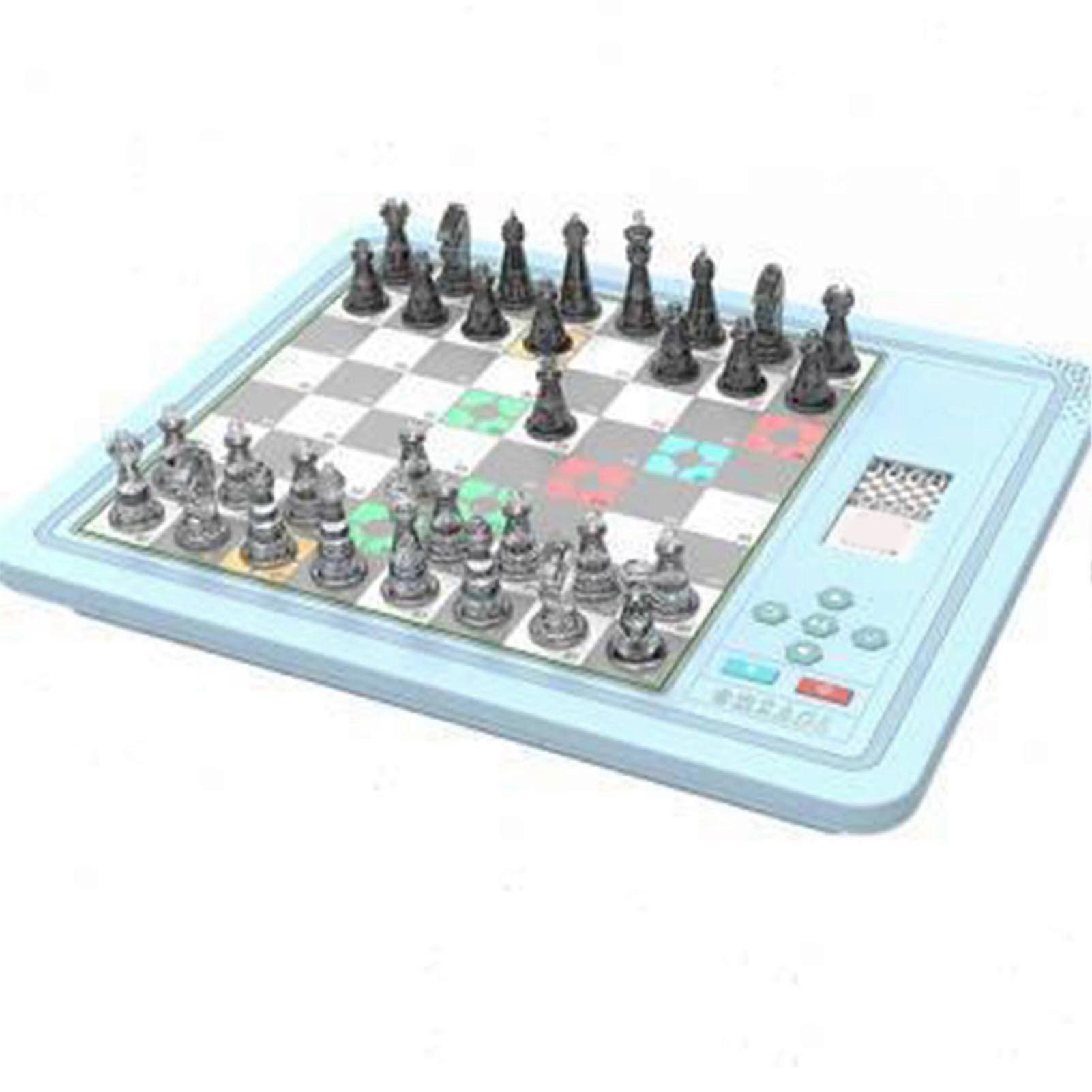 Electronic Chess Set with AI Opponent 3 Gaming Modes Portable Magnetic Computer Chess Board Game for Kids Adults Beginners Blue