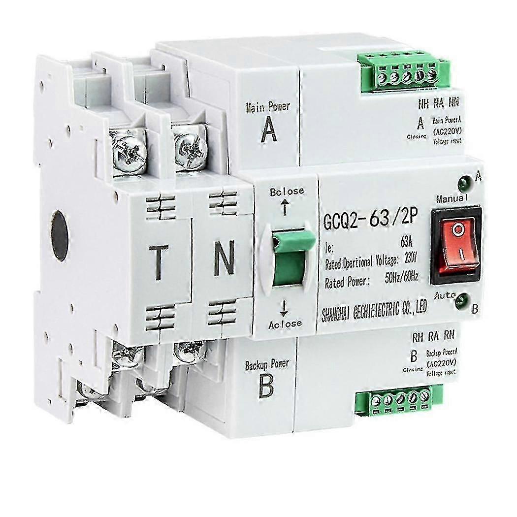 Ats Dual-power Automatic Transfer Switch Uninterrupted Power 2p 63a Ac230v 35mm Rail Installation T