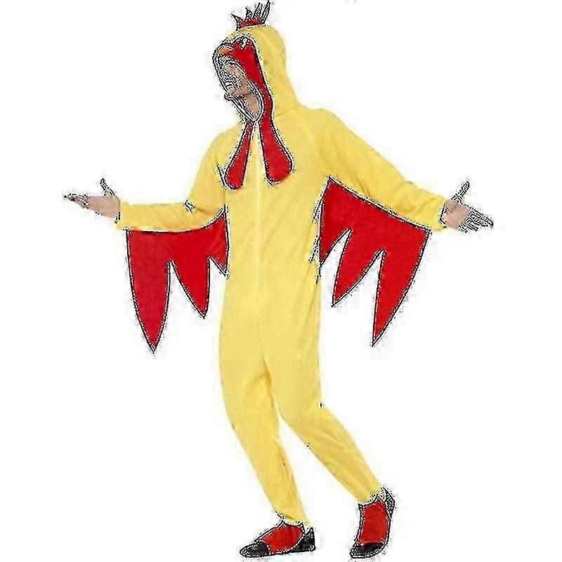 "Férfi csirke jelmez, sárga baromfi Halloween kezeslábas"