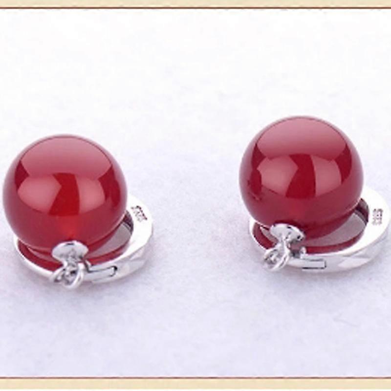 Természetes zöld piros achát kalcedon jáde fülbevaló nőknek 925 sterling ezüst fülbevaló női retro finom ékszer fülcsepp