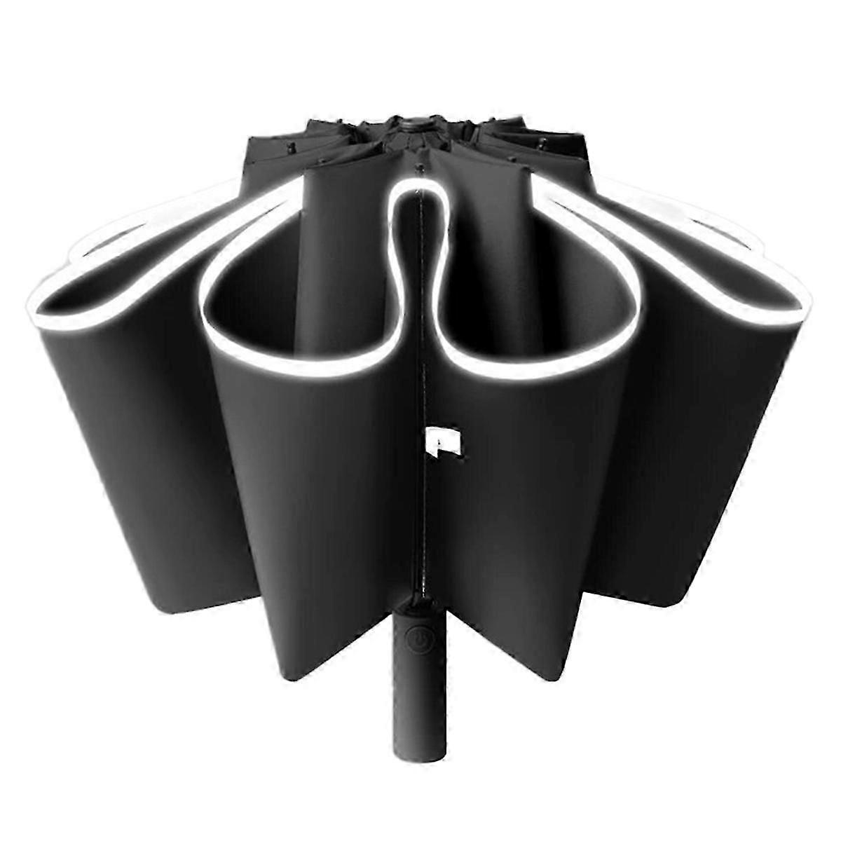 Automatic Reverse Folding Umbrella-Windproof Frame, Reflective Black Glue Coating for Sunscreen and Rain Protection A
