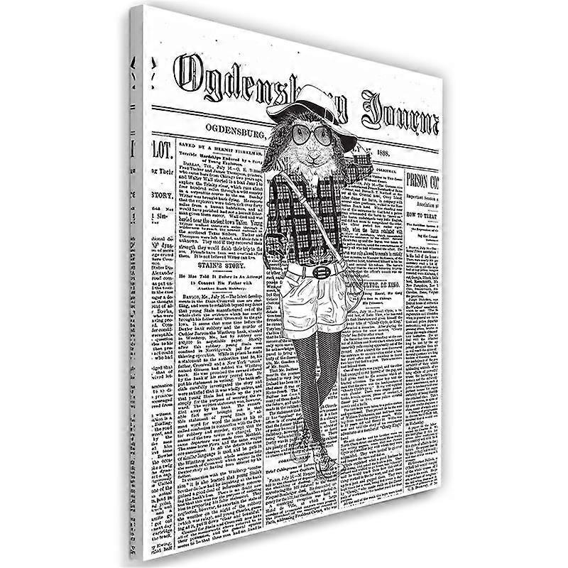 Impression sur toile, Lapin à la mode - article de journal - 60x90