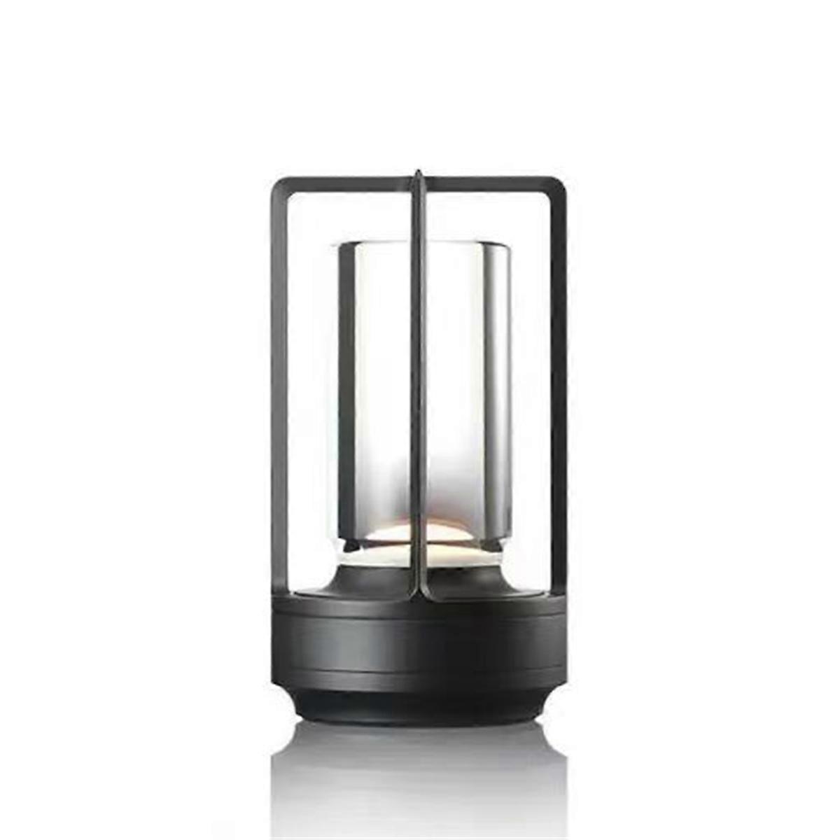 Gold black silver cross table lamp button touch US charging decorative table lamp creative bar table camping bedside-black three-color light [white li