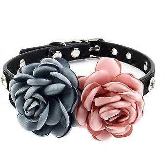 Wekity Rhinestone Dog Collar - Flower Cat Collar With Bling For Kitten Small Dogs Female Puppy - Fancy Chihuahua Yorkie Girlblue/pink Everflowering Ro