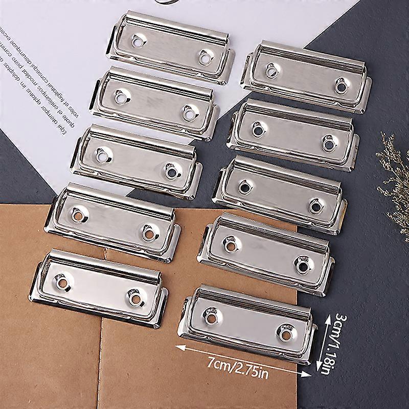 10pcs Clipboard Clips Mountable Metal Clip Spring-Loaded File Folder Clamps Office Hardboard Clips Stationery For School