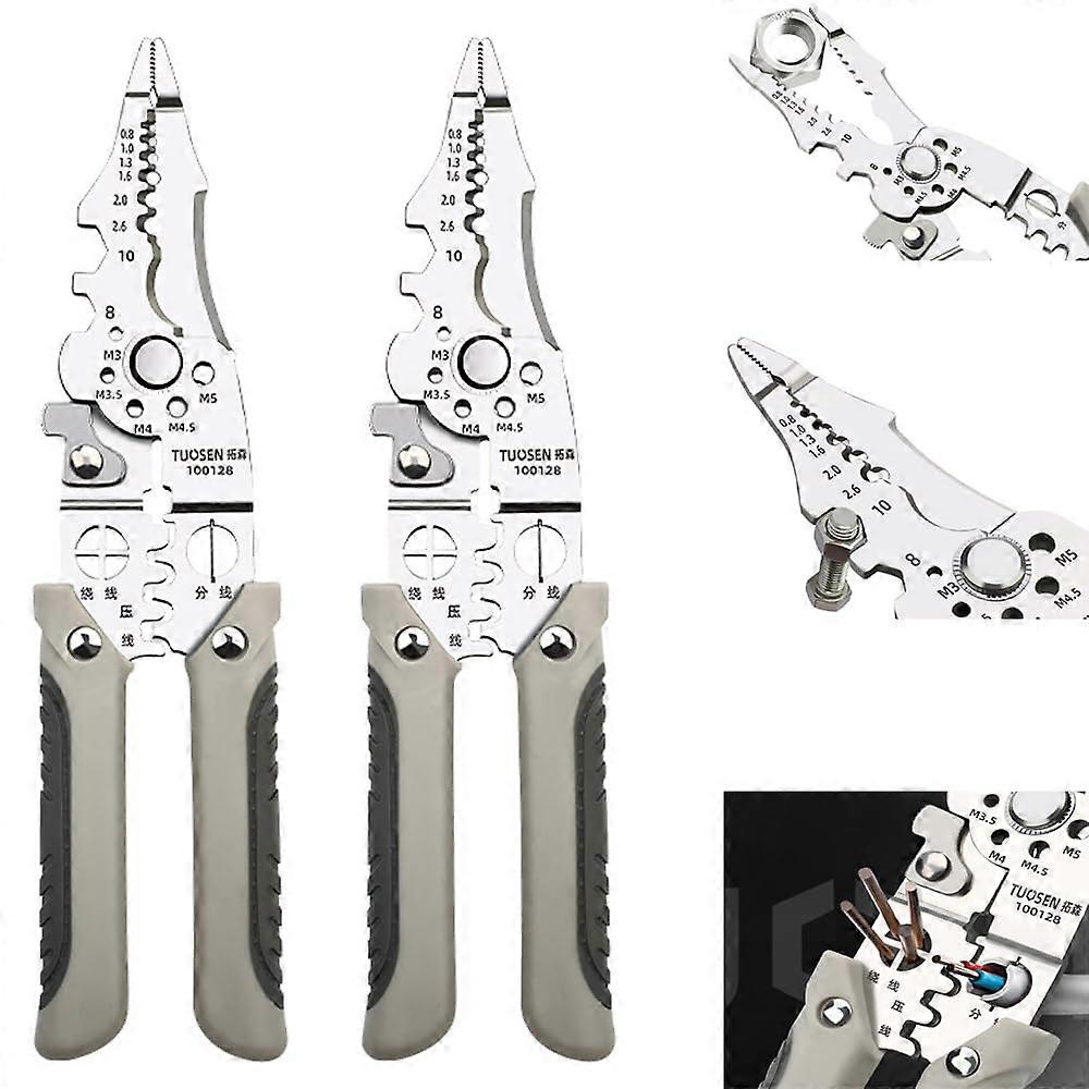 Multipurpose Wire Stripper Crimper Cable Cutter Pliers, Adjustable Tool for Stripping, Cutting, Crimping, and Splitting